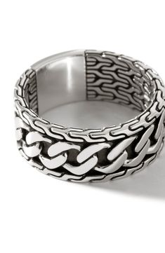 This sterling silver band ring is handcrafted with signature chain-link engraving. Sterling silver Imported Sterling Silver Rings Bands, John Hardy, Silver Band Ring, Sterling Silver Bands, Supply Chain, Silver Band, Band Ring, Chain Link, Band Rings