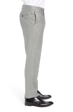 A tapered-leg cut shapes modern-classic trousers fashioned from finely textured wool. Style Name:Ted Baker London Jefferson Flat Front Wool Dress Pants. Style Number: 519066. Classic Trousers, Classic Pants, Wool Trousers, Trouser Style, Ted Baker London, Wool Dress, Fashion Pants, Mens Suits, Dress Pants