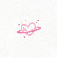 a pink heart on top of a white paper with stars and hearts in the background