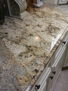 a marble counter top in a kitchen