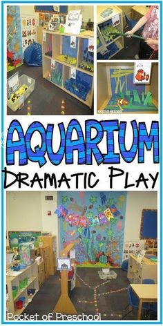 an aquarium themed dramatic play area for kids