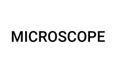 the word microscope written in black on a white background