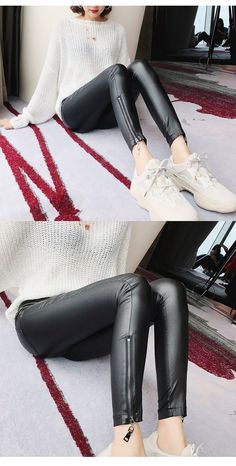 Style: Office LadyAge: 25-34Waist Type: HIGHDecoration: Fake ZippersDecoration: Lace-upElasticity: Medium StrecthFabric Type: Laminated FabricPattern Type: SolidPant Style: Pencil PantsMaterial: PolyesterMaterial: Faux LeatherMaterial: PolyamideFit Type: skinnyLength: Ankle-Length PantsSeason: WinterClosure Type: DrawstringGender: WOMENFront Style: PleatedColor: BlackListed Year season: Winter 2023 Autumn ,SpringPants: trousers Trendy Fall Leggings With Zipper Closure, Black Leggings With Zipper Closure For Fall, Leather Pants With Zipper For Winter Workwear, Trendy Winter Pants With Zipper Closure, Casual Leather Pants With Zipper For Fall, Casual Leather Pants With Zipper Closure For Fall, Winter Faux Leather Pants With Zipper Closure, High Waist Leather Pants With Zipper For Winter, Winter High Waist Leather Pants With Zipper