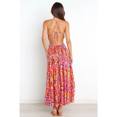 Take your night-time look to the next level with this stunning maxi dress! Featuring a halter neckline that ties close and front cut out under bust, you will be sure to make an entrance. The stretch material gives you a comfortable fit that is perfect for any occasion. If you are in between sizes, we do suggest selecting the size down due to the to stretch in this fabrication. Petal And Pup, Leg Split, Resort Dresses, Essential Dress, Usa Dresses, Dresses By Length, Sweet Dress, Halter Neckline, Sleeveless Maxi Dress