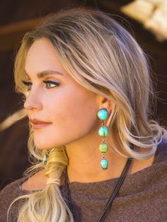 Brit West - Waterfall Earrings Vintage Turquoise Jewelry, Waterfall Earrings, Popular Earrings, Hats Summer, Vintage Leather Belts, Cashmere Poncho, Turquoise Jewelry Native American, Southwest Jewelry, Native American Turquoise