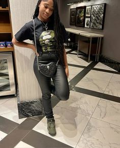 Leather Pants Outfit Black Women Casual, Jordan 3s Outfit Black Women, Olive Jordan 4 Outfit Women, Olive Craft 4s Outfit, Bape Shirt Outfit Black Women, Olive Green 4s Outfit, Jordan 4 Olive Green Outfit, Palomino 3s Outfit, Gradbash Outfit Ideas Black