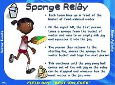 FIELD DAY EVENT CARDS- 20 WATER EVENTS - TeachersPayTeachers.com Field Day Ideas, Field Day Activities, Vbs Games, Olympic Games For Kids, Field Day Games, Summer Party Games, Beer Olympics, Olympic Theme