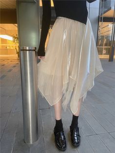 Lasaky - High-Waisted Luxurious Chiffon Midi Skirt with Full Flared Hem and Elegant Solid Color - A Perfect Wardrobe Essential for Every Occasion Gray Tutu, Long Brown Skirt, Chiffon Midi Skirt, Embroidery Butterfly, Faux Leather Midi Skirt, Tulle Maxi Skirt, Bodycon Midi Skirt, Tulle Midi Skirt, Leather Midi Skirt