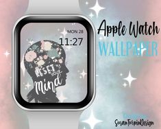 the apple watch wallpaper features an image of a man's head with flowers on it