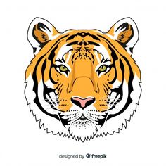 the head of a tiger with an orange and black stripe on it's face