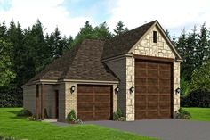 a two car garage is shown in this rendering