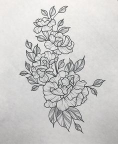 a pencil drawing of flowers on paper