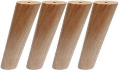 four wooden dowks are lined up in a row