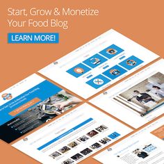 the start, grow and monetize your food blog is displayed on an orange background