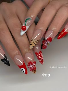 Lollapalooza Nail Ideas, Fair Nail Ideas, Diet Coke Nails, Fall Funky Nails, Gambling Nails, I Heart Me Nails, Las Vegas Nails Ideas, Dice Nails, Brat Nails