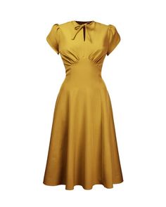 1940s Starlet Dress - Mustard – House of Foxy 1940s Starlet, 40s Silhouette, 40s Dresses Vintage, 40s Dresses, Outfits 40s, 1940s Inspired Dress, Demure Dress, Daena Targaryen, 1940s Fashion Dresses