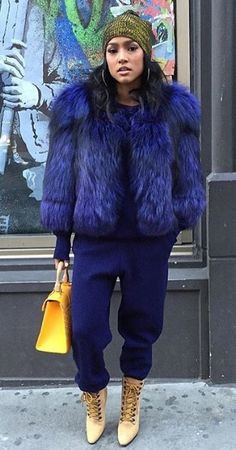 My style Blue Fur Coat Outfit, Blue Fur Coat, Fur Coat Outfit, Karrueche Tran, Fashion Week 2016, Street Style Winter, Coat Outfits, Her Style