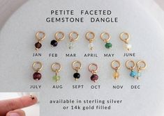 One petite faceted gemstone birthstone dangle Gemstomes are approximately 3-4mm Available with sterling silver or 14k gold filled wire wrap + jump ring WHY CHOOSE malisay designs? * All stamping/making is done by hand, by me. * 100% Sterling silver, 14k Gold Filled, or 14k Rose Gold Filled * Handcrafted with love + care in Chandler, AZ * Handcrafted is the best 😊 FOR PRODUCTION/SHIPPING TIMING, POLICIES & FAQ's: please take a peek at my shop announcement and/or policies: http://etsy.me/2Efs New Mom Jewelry, Mothers Jewelry, Birthstone Charm Necklace, Push Present, Rose Details, Mommy Jewelry, Mother Jewelry, Birthday Gifts For Teens, Chandler Az