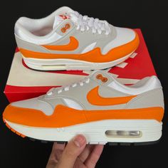 Nike Air Max 1 Magma Orange White Casual Sneaker Dc1454-101 Men’s 7.5 Women’s 9 Brand New With Box White Casual Sneakers, Cute Shoes Heels, Shoes Nike Air, Nike Shoes Air Max, Shoes Air, Nike Air Max 1, Nike Shoes Women, Air Max 1, Sneakers Men Fashion