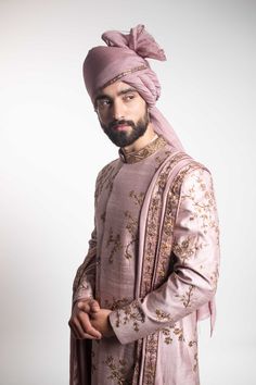 Deep Mirage Sherwani Set - Contrast by Parth Mauve hand embroidered sherwani made in finest silk, paired with a silk stole and safa. Included in purchase: Kurta and Pants Product Specification Color: Black (can be customized) Fabric: Italian Suiting Occasion: Formal Event, Wedding, Bridal, Reception Style: Tuxedo Designer: Contrast by Parth Care: Dry Clean Only Work: Hand Embroidered ( Variation in color, fabric & detail is possible. Model images are only representative.) This can be customized Kurta And Pants, Embroidered Sherwani, Silk Stoles, Sherwani For Men, Add Sleeves, Wedding Sherwani, Vacuum Storage, Indian Wedding Wear, Wear Store