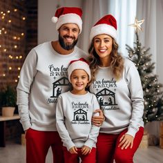 True Story Nativity Scene Christmas Sweatshirt/Christian family Christmas Shirt/Our Family Is Built OnA Stable Foundation/Christmas Pajamas Shirt Nativity Scene Christmas Family shirt/Christian family Christmas Shirt/Nativity Scene/True Story Christmas/Popular Christmas Tee/PajamasTops Our designs are made with quality commercial grade materials and pressed with a professional commercial heat press for long lasting wear. Ordering made easy. ➜1. Chose your your desired size and quantity from the drop down checkout menus. ➜2. Add to cart ➜3. Make your payment, either by pay pal, credit or debit card. ➜4. Submit your order! We strive to give you a great product. Every item is made to order and unique. Designs may differ slightly in placement and size from garment to garment. Machine wash in c Family Christmas Jumpers, Merry Christmas Family, Christian Family, Matching Christmas Shirts, Christmas Matching, Christian Sweatshirt, Holiday Sweatshirt, Family Christmas Shirts, Family Shirt