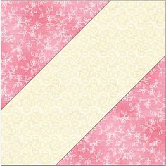 a pink and yellow background with white flowers on the diagonal strip, which is very similar to an old quilt