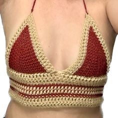 This Is Another Handmade Crochet Bra Top That Fits Cup Sizes A-B And The Bust Is Adjustable Casual Red Crochet Top For Festival, Crochet Bra Top, Crochet Bra, Cup Sizes, Top Crafts, Bra Top, Bra Tops, Handmade Crochet, Hand Crafted