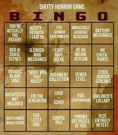 Horror movie Bingo game. Change profanity. Place to start. Game Bingo, Funny Party Games, Movie Night Snacks