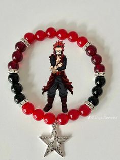 Kirishima star bracelet I found on tiktok Bkdk Bracelet, Mha Bracelet, Bracelet Ideas Glass Beads, Cute Friendship Bracelets, Kirishima Eijirou