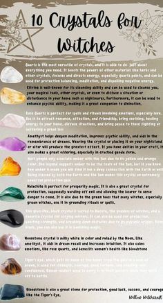 an info sheet with different types of crystals