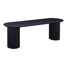 a black table sitting on top of a white floor