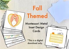 some cards that have been designed to look like children's drawings and pictures with the words fall themed