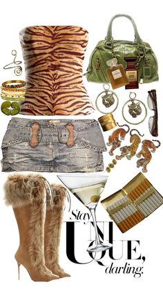 Brown And Gold Outfit Ideas, Celebrities Y2k Fashion, Gold Y2k Aesthetic, Cheetah Inspired Outfit, Green And Cheetah Print Outfit, 2000s Concert Outfit Ideas, Green And Brown Y2k Outfit, Pink And Animal Print Outfit, Aruba Outfits Black Women