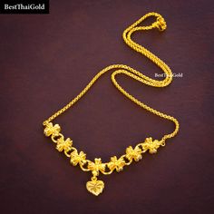 This Shop has a Special Free Gift (Chain) for Every Order. 😊🙏 Item including: 1 x Necklace For: Women, Girl Type: GOLD PLATED over Brass, Nickel free Purity: 96.5% Surface: Sand Matted & Shiny Length: ~ 18 inches Weight: ~ 15 grams Color: Yellow Gold ( slightly +/- from photo ) Handmade from Thailand. Thai gold plating technic really solid and stunning look. Rewarding your life from hard working, match up your dress, a gift to someone special for you. The Craftsmanship of Thai Jewelry 💍💎 Y Necklace Gold, Thailand Jewelry, Thai Jewelry, Unique Gold Jewelry Designs, Flower Charm Necklace, Heart Charm Necklace, Gold Bridal Jewellery Sets, Y Necklace, Yellow Gold Necklace