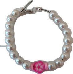 Pink Pearl Bracelet With Pearl Charm, Adjustable Pink Pearl Bracelet With Charm, Adjustable Pink Bracelets With Pearl Charm, Preppy Bracelets, Greensboro Nc, Pink Pearl, Cute Pink, Beaded Bracelets, Ships