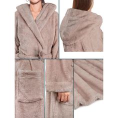 Premium Womens Plush Soft Robe with Hood by PAVILIA Made of fluffy faux shearling to give a cozy feel, our robe is super soft, lightweight, yet warm at the same time. Comes with a waist strap so you can adjust for perfect fit and 2 side pockets to keep all your essentials! The hooded robe is constructed with 260 GSM of high quality microfiber polyester that is soft to touch, easy to care for, and lightweight at the same time. Available in various popular colors to keep you warm and cozy around y Super Soft Outerwear For Winter Lounging, Super Soft Outerwear For Lounging In Winter, Cozy Hooded Robe For Winter, Cozy Super Soft Winter Robe, Cozy Winter Robe, Super Soft, Hooded Fleece-lined Hoodie For Loungewear, Cozy Super Soft Long-sleeved Robe, Soft Robes, Hooded Robe