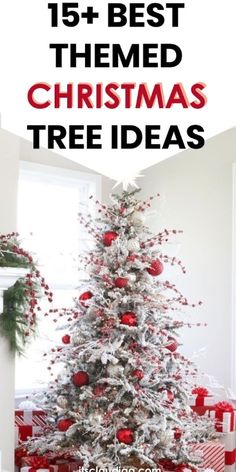 a christmas tree with presents under it and the words, 15 best themed christmas tree ideas