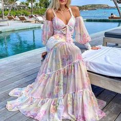 Autumn Women Lantern Sleeve Club Party Evening · KoKo Fashion · Online Store Powered by Storenvy Sukienki Maksi, Teens Dresses, Dress Tight, Amazon Dresses, Printed Halter Dress, Wedding Hijab, Evening Dresses Plus Size, فستان سهرة, Suspender Dress