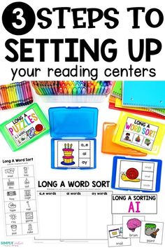 three steps to setting up your reading centers with the words long a, long a and long a