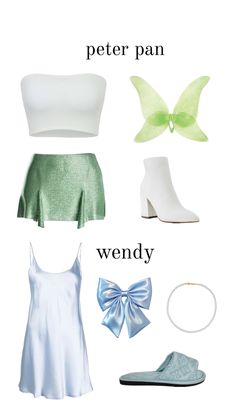 the different types of clothes and accessories are shown in this image, including shoes, bras