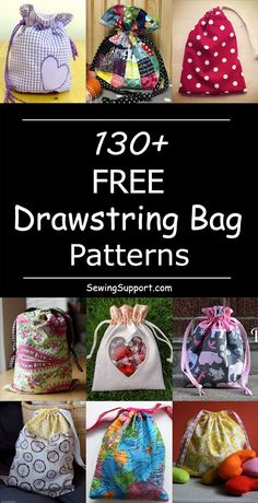 the free drawstring bag pattern is shown