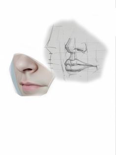 a woman's face is shown next to a drawing of a man's head