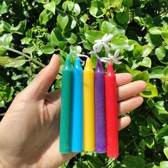 Green, blue, yellow, purple, and red spell candles for spring altars and Ostara. Altar Candles, Spells And Rituals, Candle Altar, Ritual Candles, Candle Spells, Crystal Candles, Full Spectrum, Yellow Purple, Manners