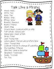 a printable pirate poem for kids to use in their writing and listening skills,