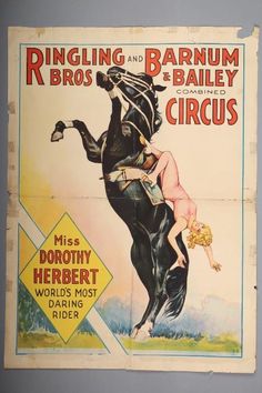 an old movie poster with a woman riding a horse on the back of a black horse