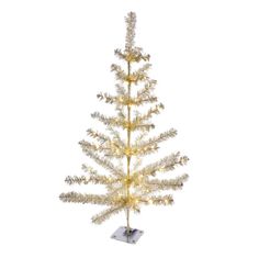 a white christmas tree with lights on it