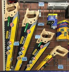 some tools are on display in a store