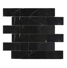 black marble mosaic tile with white veining on the edges and dark gray lines in the middle