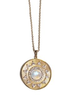 Mayan Necklace, Ancient Jewels, Moonstone Cabochon, Gold Disc, Kid Room, Yellow Gold Chain, Jewelry Companies, Coin Pendant, Quartz Stone