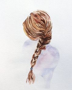 a watercolor painting of a woman's hair